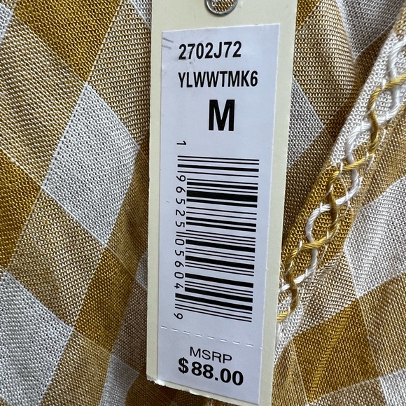 NWT MAX STUDIO Yellow Gingham Short Sleeve Pullover Top size Med - Picture 6 of 14